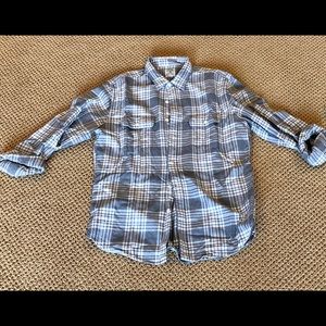 J Crew Mens Large Grey Flannel Plaid Button Down